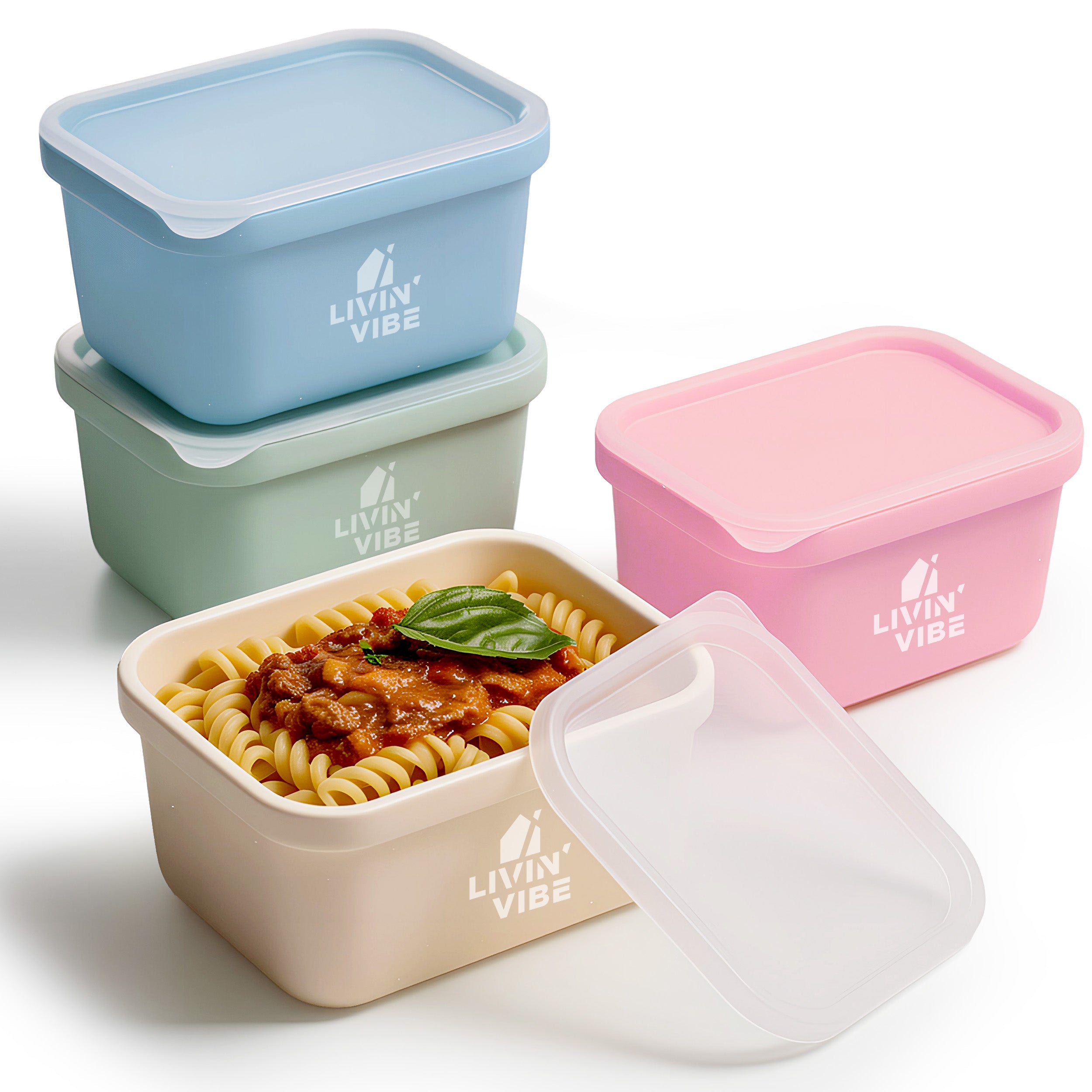 LIVINVIBE Silicone Freezer Tray Set with Lids – 4 Pack 250ml