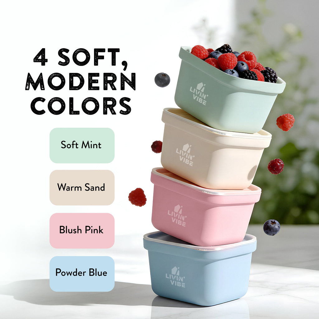 LIVINVIBE Silicone Freezer Tray Set with Lids – 4 Pack 250ml